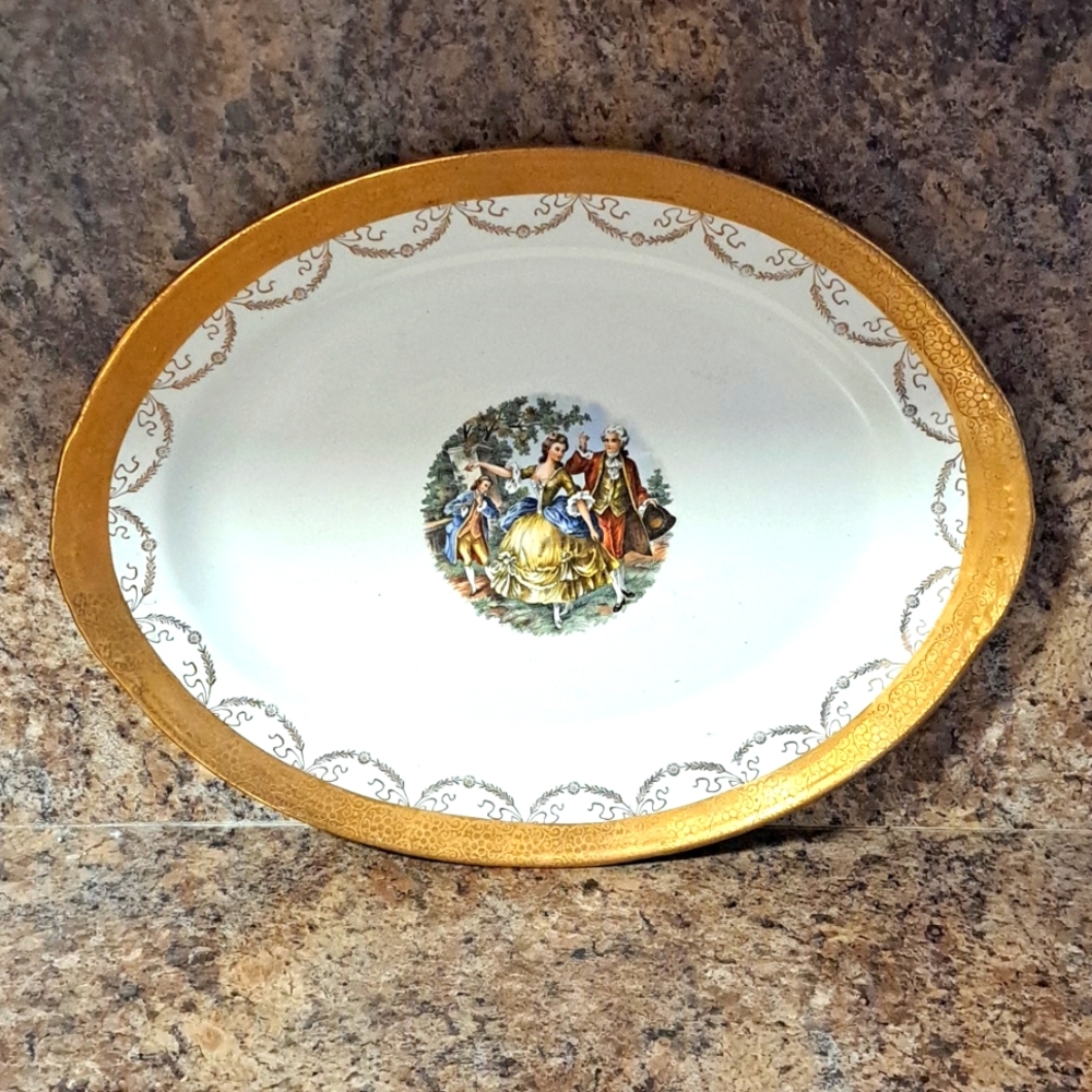 Antique 1920's Large Platter 22k gold leaf